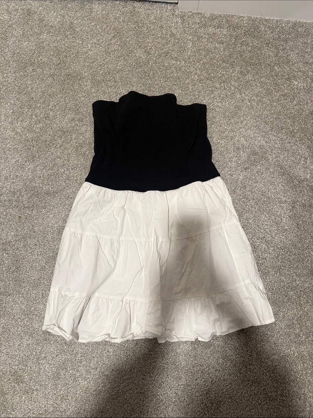 Madden Girl Black and White Strapless Tiered Dress